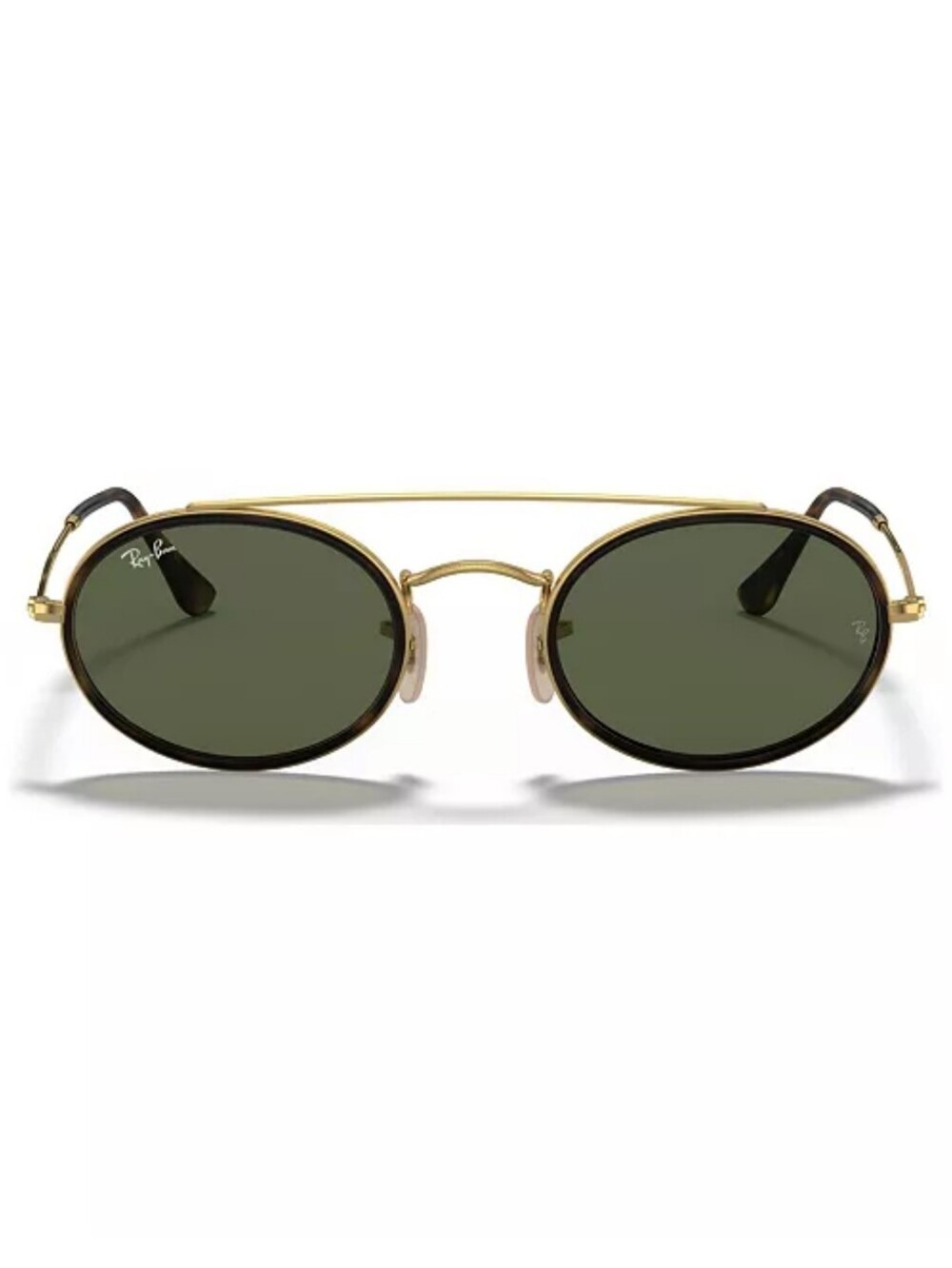 Ray-Ban Gold Frame with Dark Green Lenses Oval Sunglasses